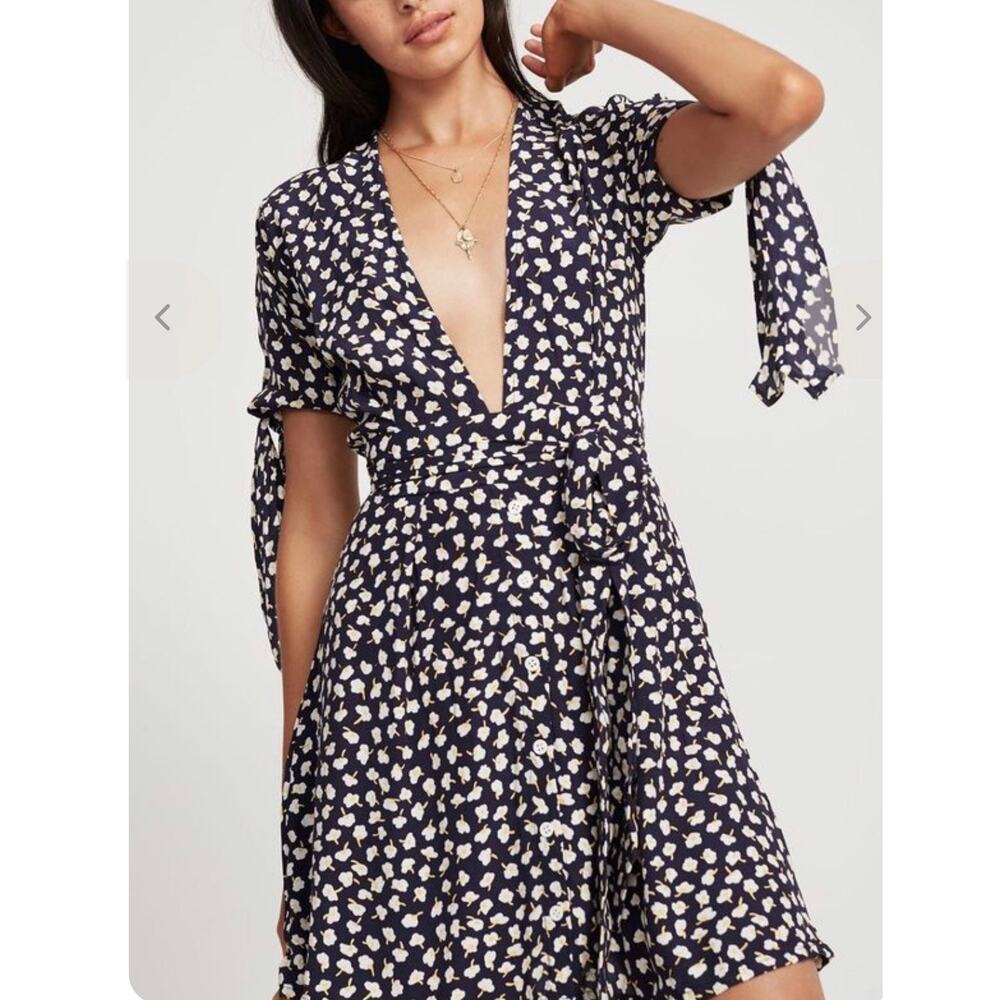 FAITHFULL THE BRAND Brigit Navy Floral Mini Dress